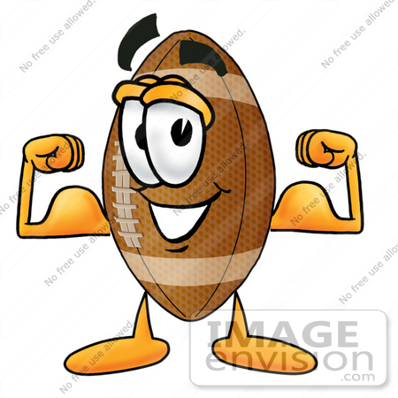 450x450 Clip Art Graphic Of A Football Cartoon Character Flexing His Arm