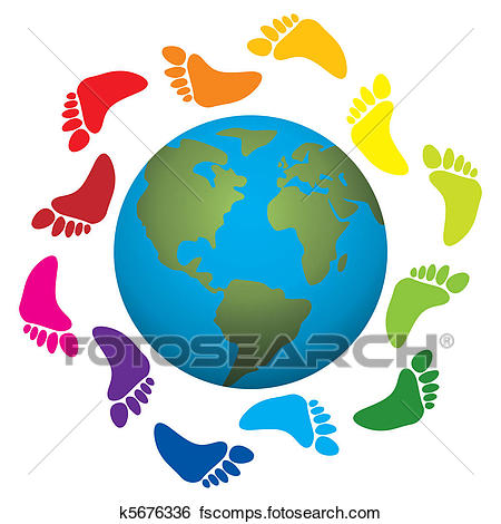 450x470 Clip Art Of Foot Prints Around The Earth K5676336