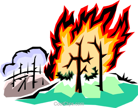 480x375 Forest Fire Royalty Free Vector Clip Art Illustration Envi0004