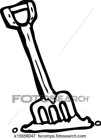 341x470 Clip Art Of Cartoon Garden Fork K15556047