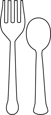 179x400 Black And White Fork And Spoon Clip Art