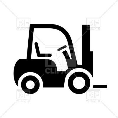 400x400 Forklift Black Icon Isolated On White Background Royalty Free