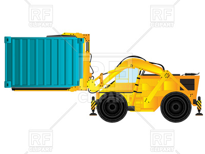 400x300 Large Build Forklift Holding Cargo Container Royalty Free Vector