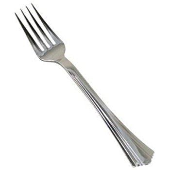 350x350 Reflections Heavyweight Plastic Utensils, Fork, Silver