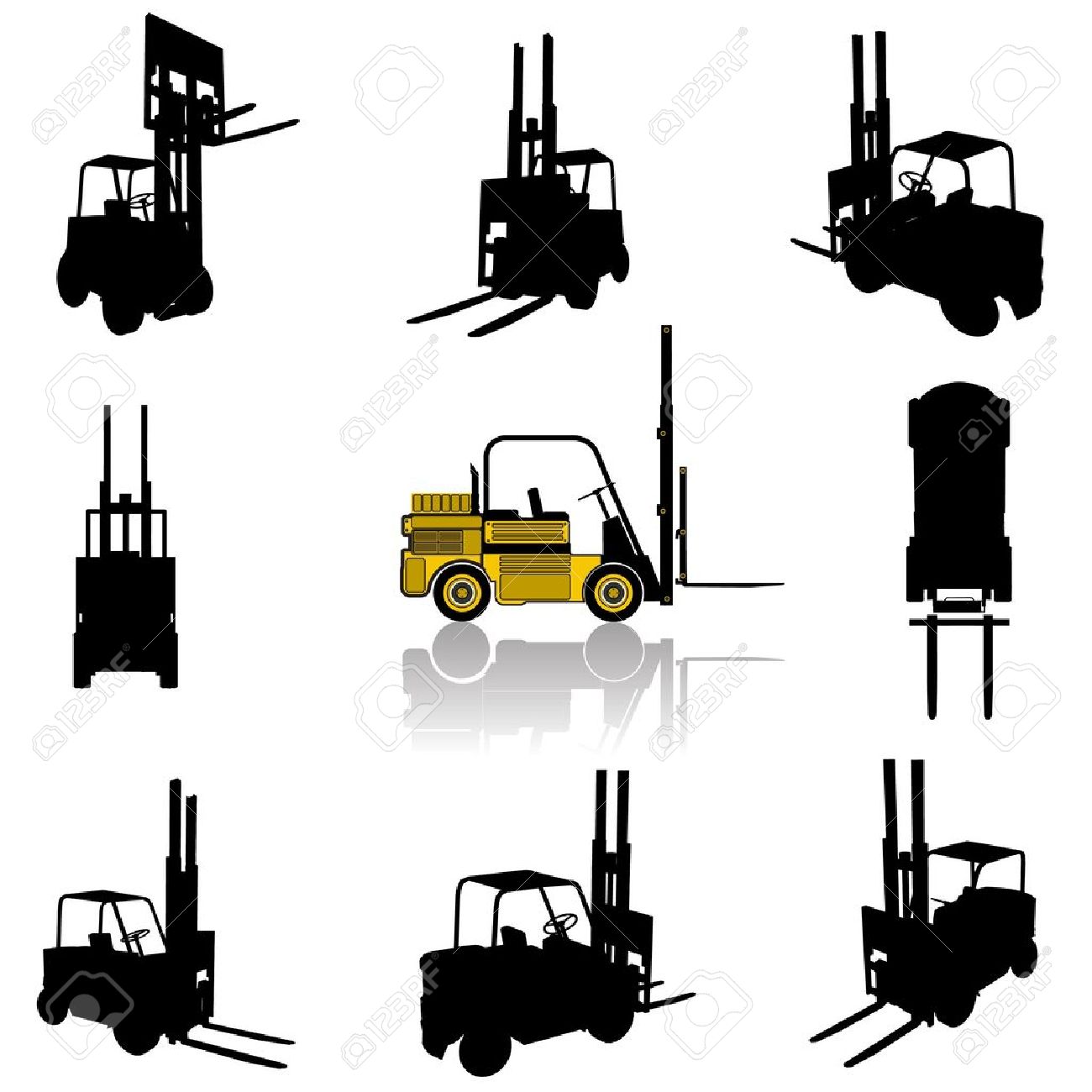 1300x1300 Forklift Silhouette Set Royalty Free Cliparts, Vectors, And Stock