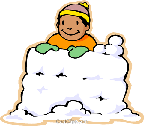 480x421 Boy In Snow Fort, Snow Fight Royalty Free Vector Clip Art