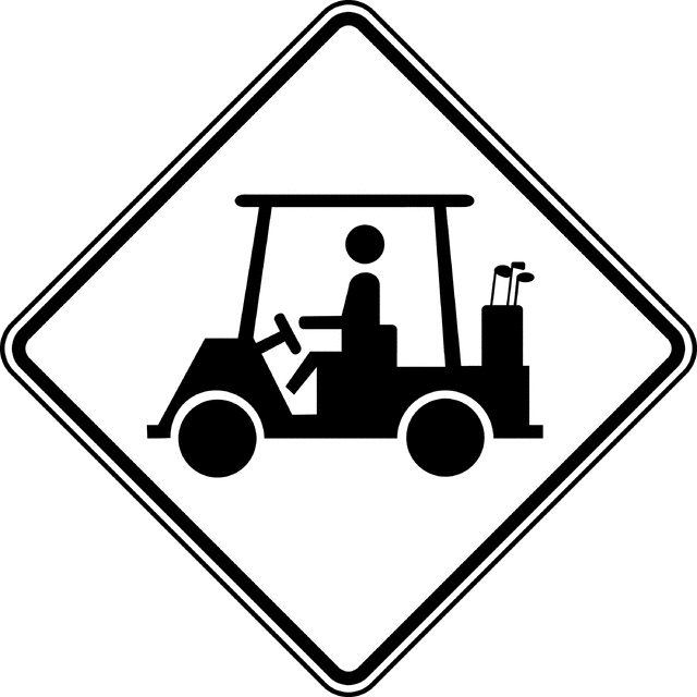 640x640 Golf Cart Crossing, Black And White Clipart Etc