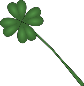 291x299 Four Leaf Clover With Stem Clip Art