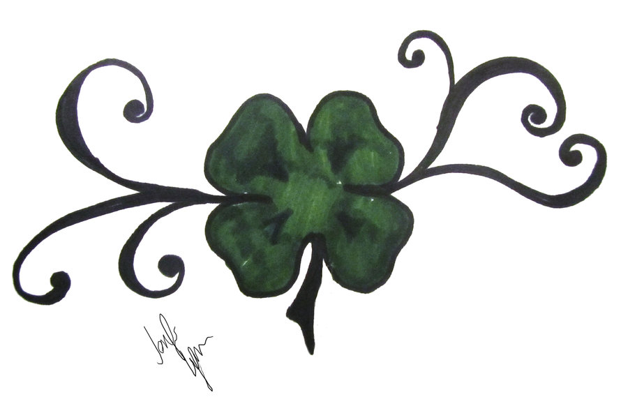 900x589 Nice Four Leaf Shamrock Tattoo Design By Jheartsquared