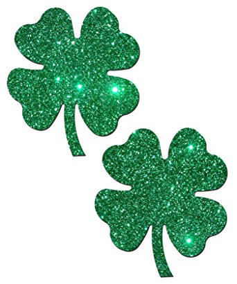 342x410 Shamrock Lucky Green Glittering 4 Leaf Clover Nipple