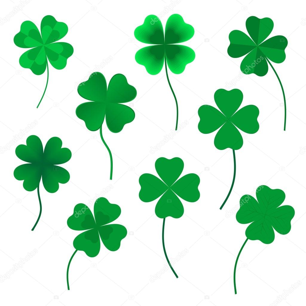 1024x1024 Set Green Four Leaf Clovers In Various Shapes Made Up