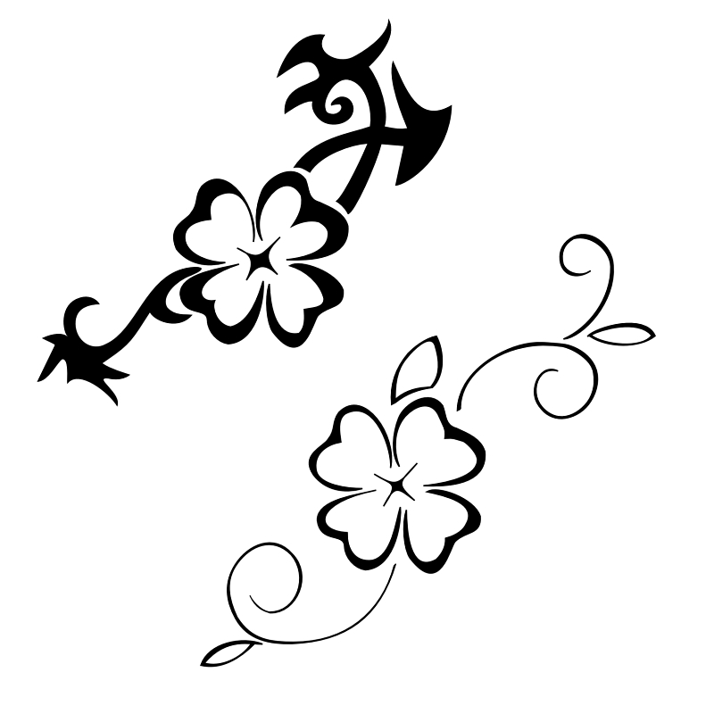 800x800 Black White Four Leaf Clover Design For Tattoo