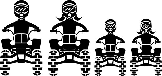 570x269 Four Wheeler Family Car Window Vinyl Decals Window, Cars And Car