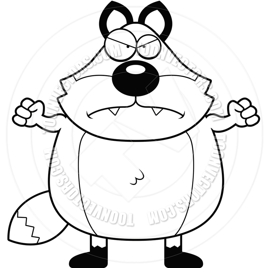 940x940 Cartoon Angry Fox (Black And White Line Art) By Cory Thoman Toon