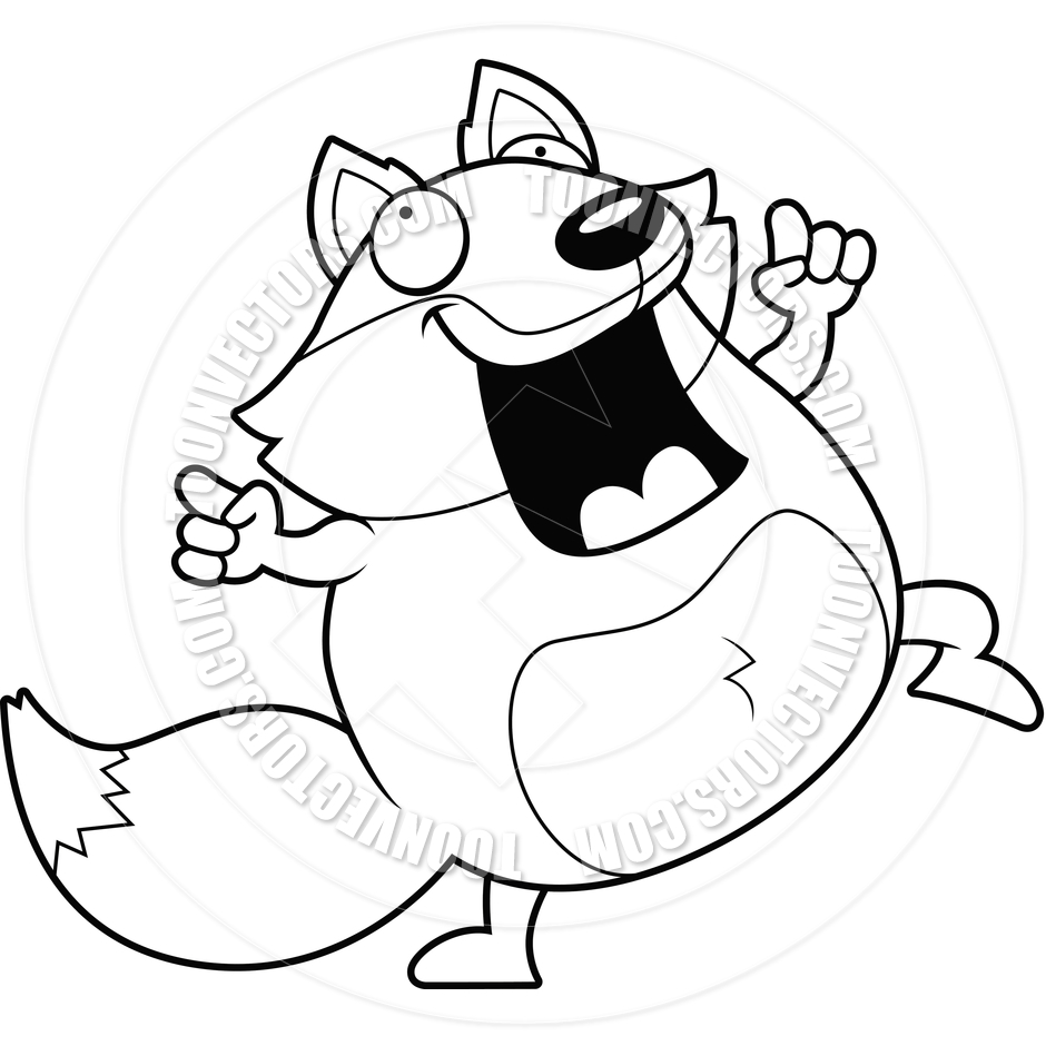 940x940 Cartoon Fox Dancing (Black And White Line Art) By Cory Thoman