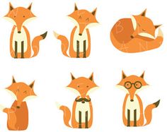236x187 Winter Fox Clipart Digital Art Set By By Bitsycreations On Etsy