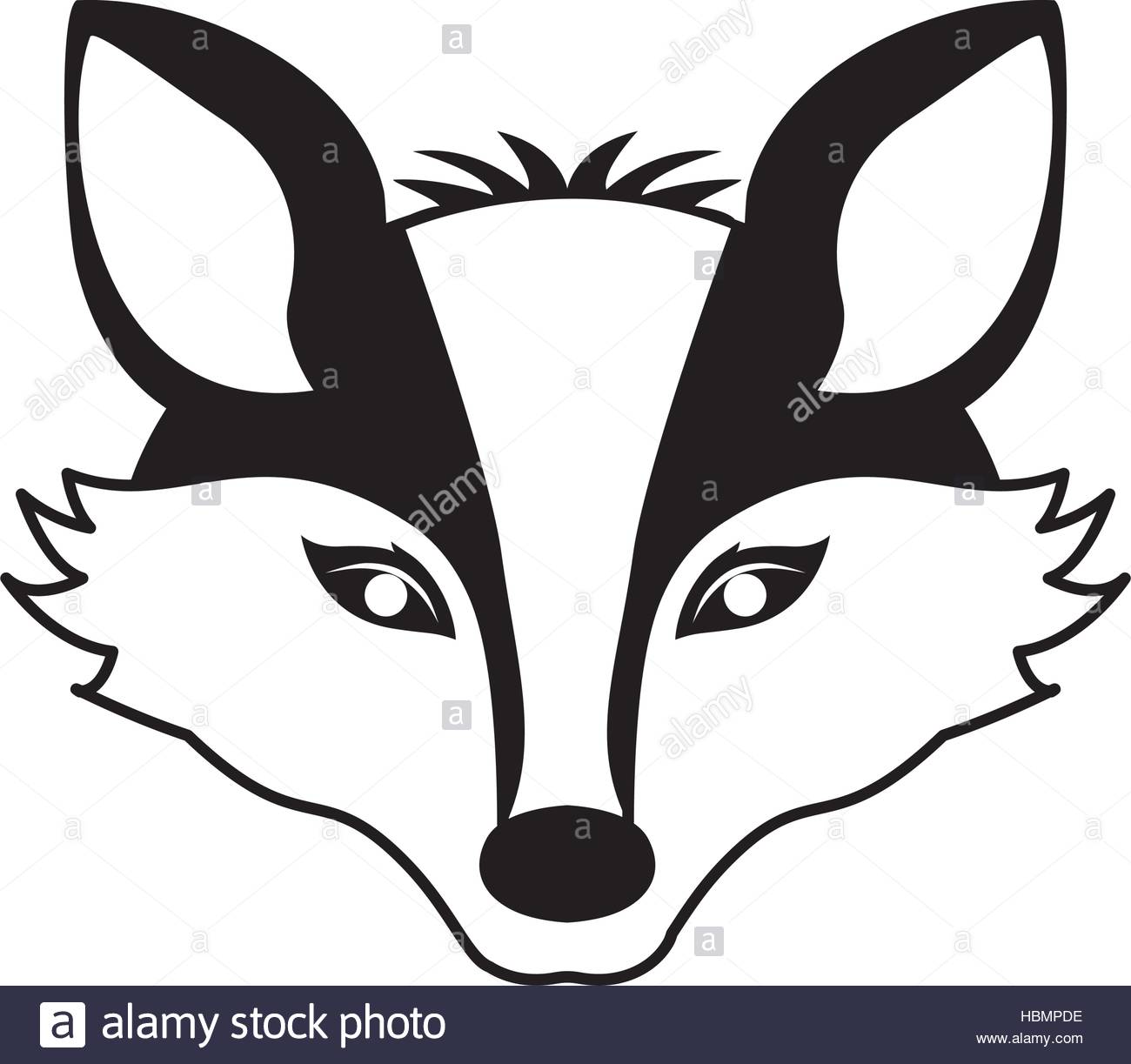 1300x1223 Silhouette Contour Monochrome With Fox Face Vector Illustration