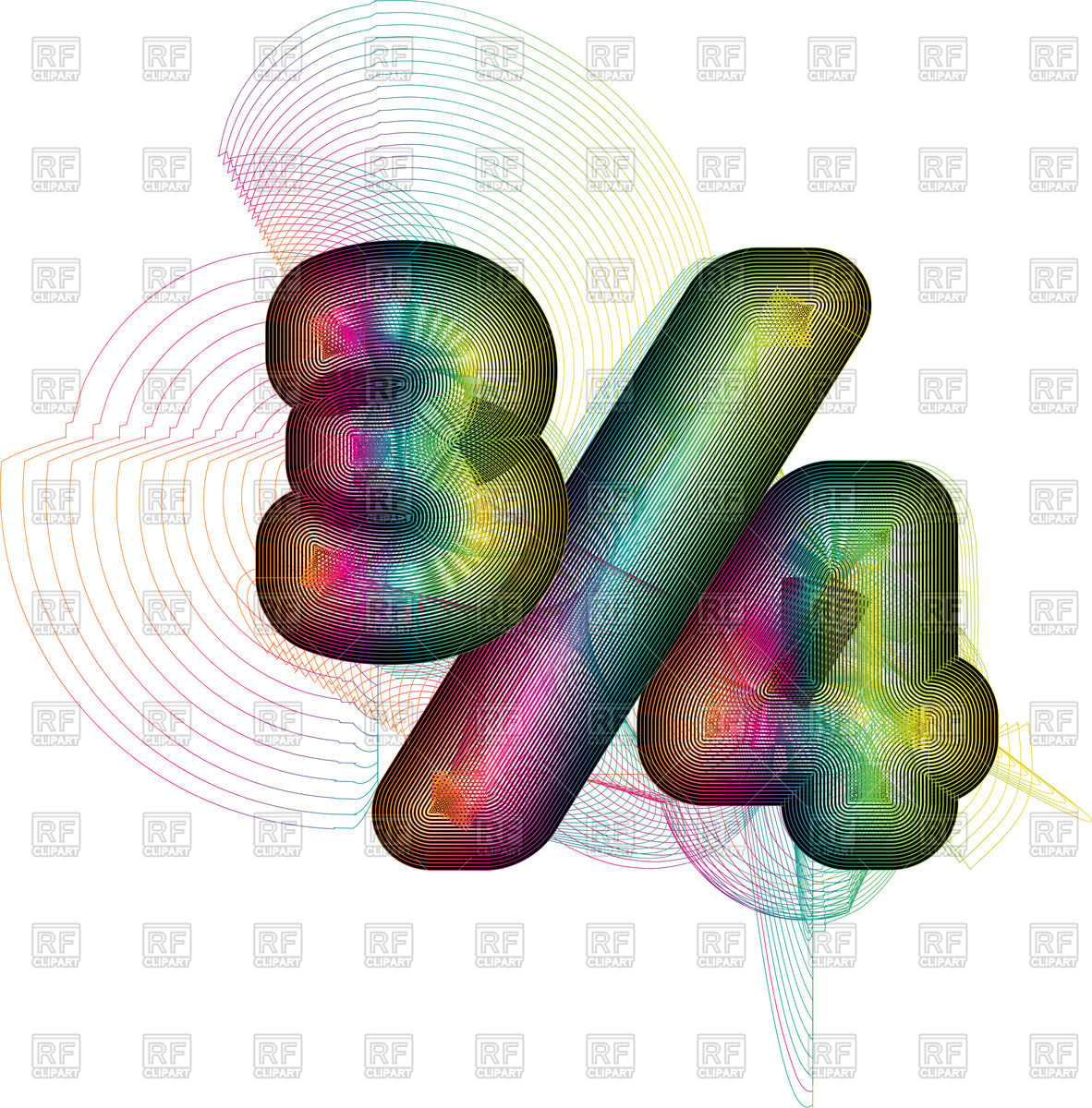 1182x1200 Colourful 34 Vulgar Fraction Royalty Free Vector Clip Art Image