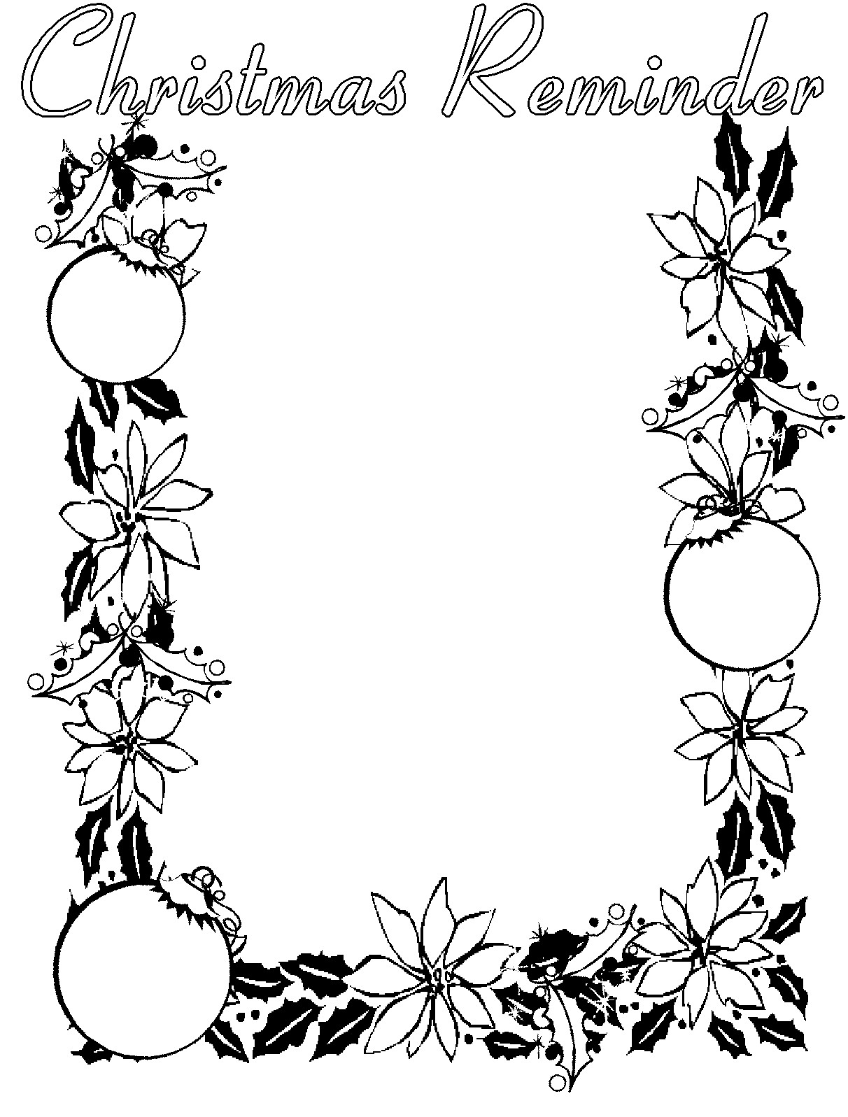 1212x1597 Black And White Christmas Border Clipart