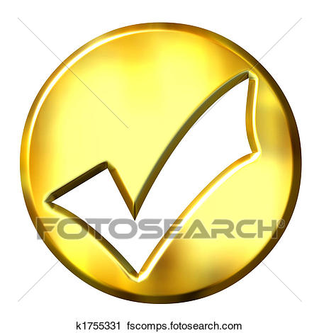 450x470 Clipart Of 3d Golden Framed Tick K1755331