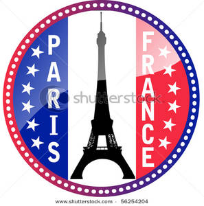 297x300 Flag Of France And Eiffel Tower Glossy Vector Button Clipart Picture