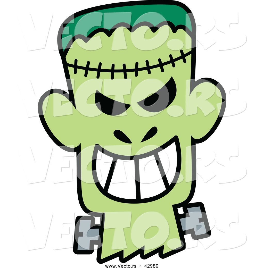 1024x1044 Vector Of A Grinning Cartoon Halloween Frankenstein By Zooco