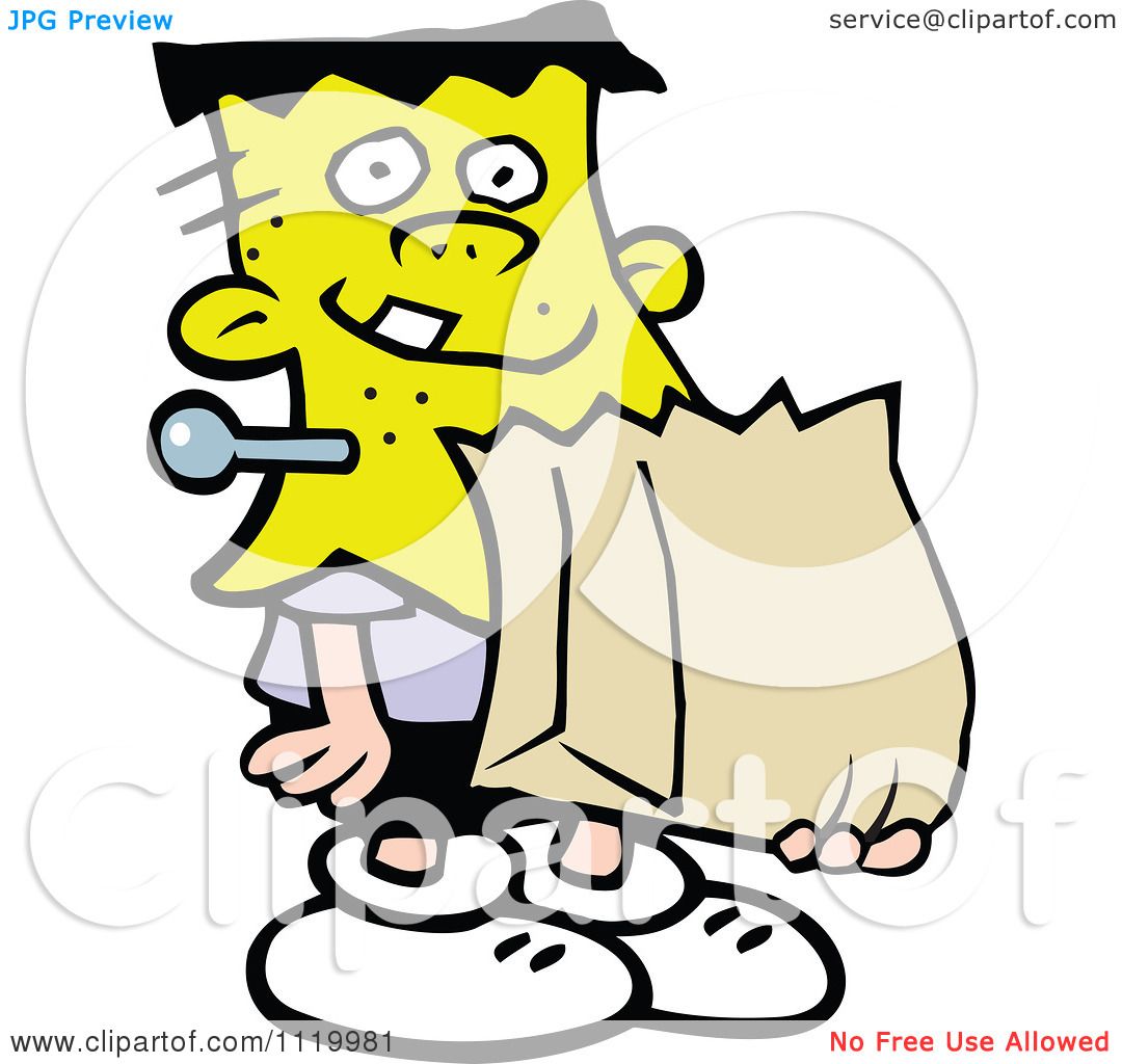 1080x1024 Cartoon Of A Boy Trick Or Treating In A Frankenstein Halloween
