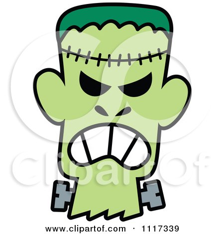 450x470 Cartoon Of A Halloween Frankenstein With An Angry Expression