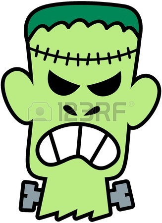 327x450 Cartoon Green Frankenstein Monster Isolated On White Royalty Free
