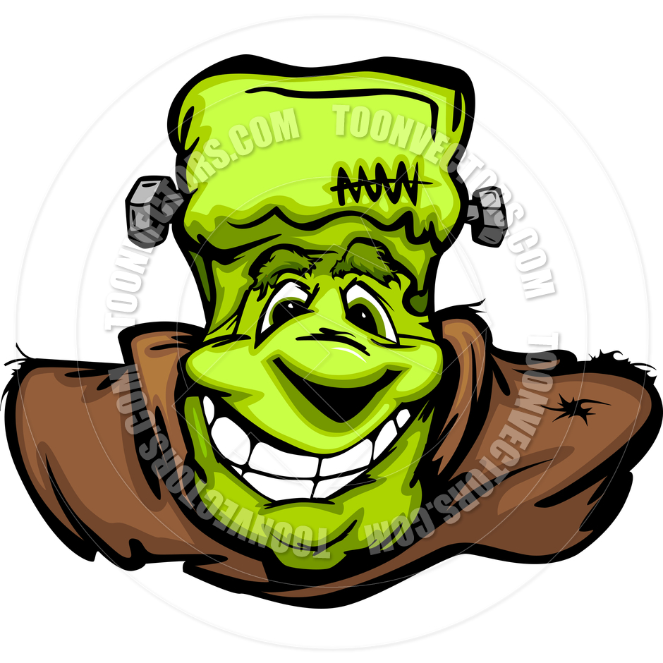 940x940 Happy Frankenstein Halloween Monster Head Cartoon Vector