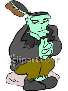 225x300 Monster With Head Cut Open Royalty Free Clipart Picture