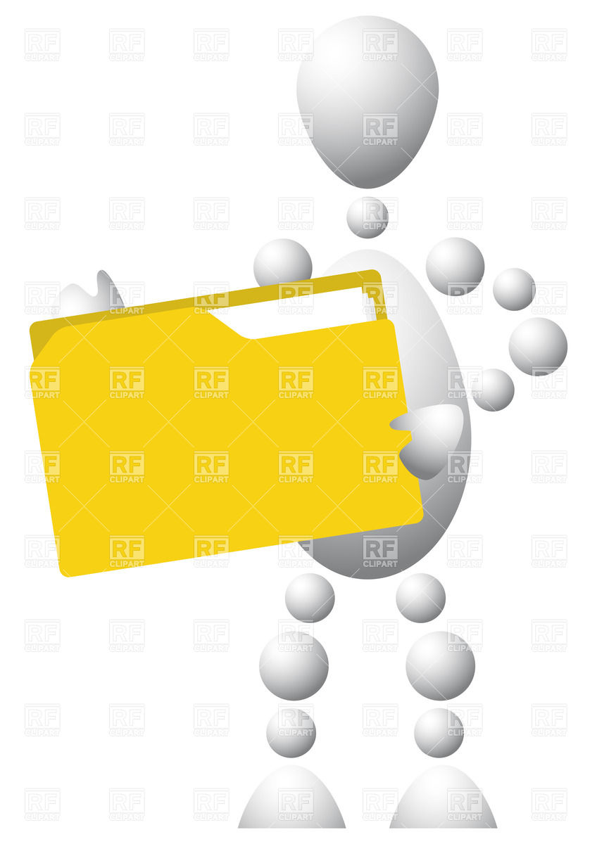 848x1200 Abstract 3d Man With Yellow Folder Royalty Free Vector Clip Art