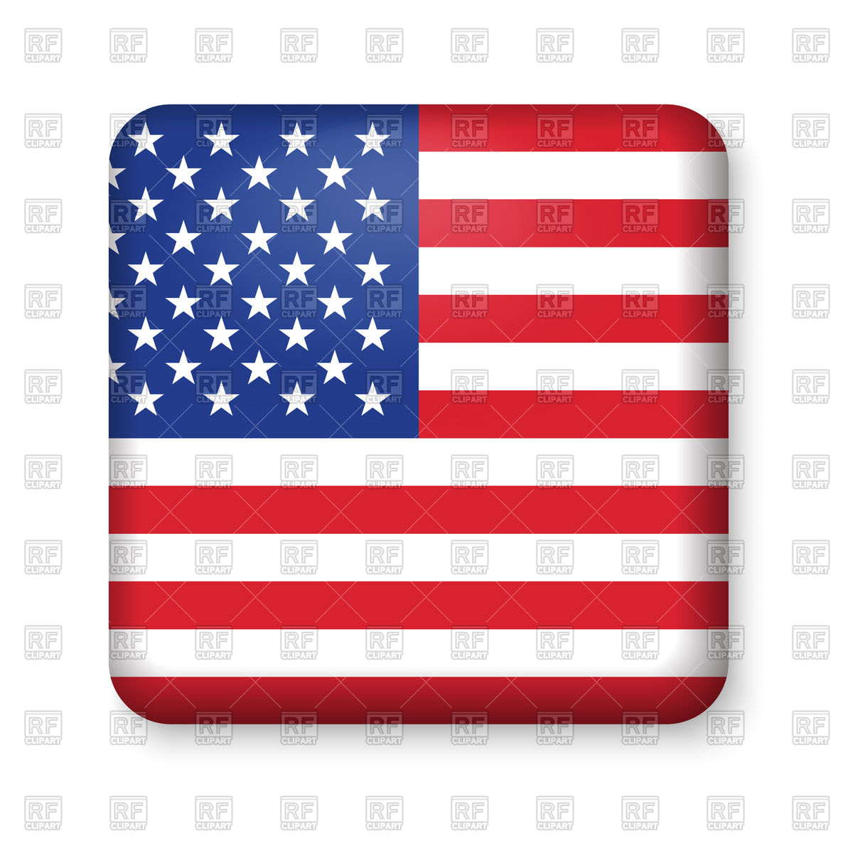 1200x1200 American Flag In Glossy Square Button Royalty Free Vector Clip Art