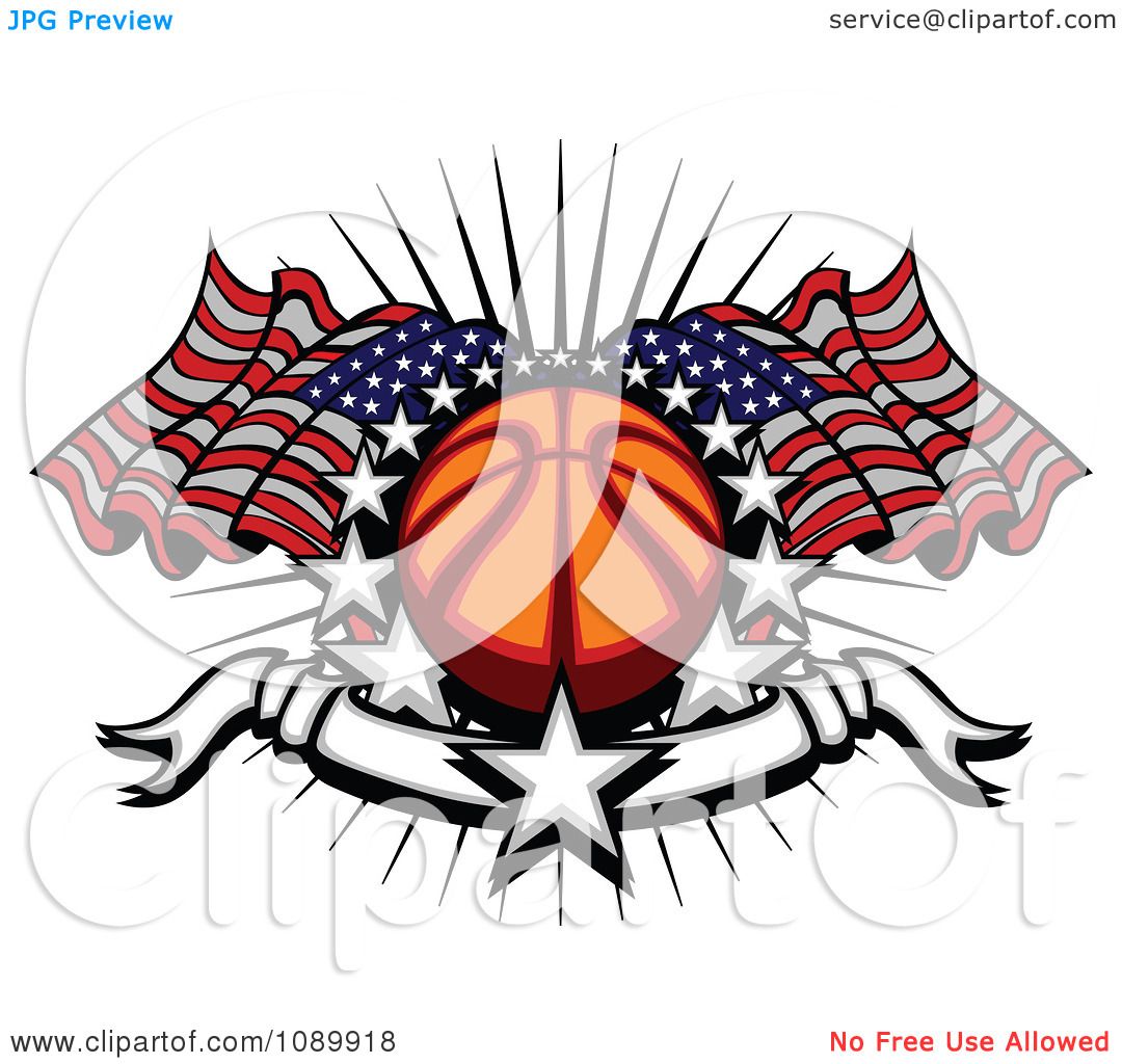 1080x1024 Clipart Basketball With American Flags Stars And A Banner