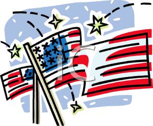 300x247 Free Clipart Image Shooting Stars And American Flags