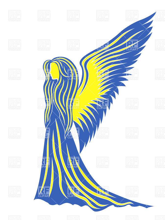 675x900 Profile Of Woman Angel In Colors Of Flag Of Ukraine Royalty Free