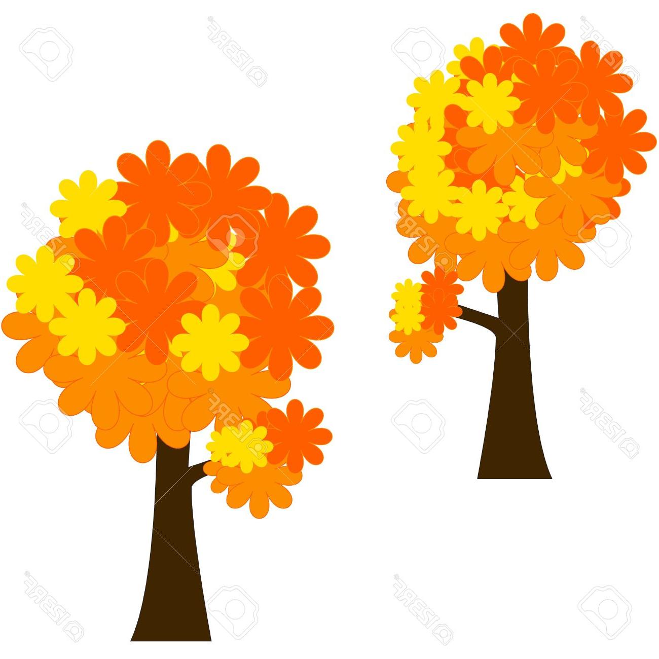 1300x1300 Best Free Autumn Tree With Stylised Leaves Clip Art Stock Vector Image