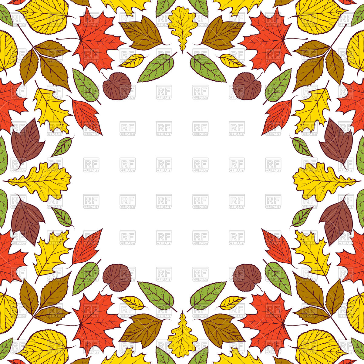 1200x1200 Colorful Frame With Autumn Leaves. Royalty Free Vector Clip Art