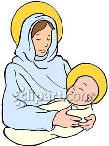 225x300 Mary And Baby Jesus With Halos