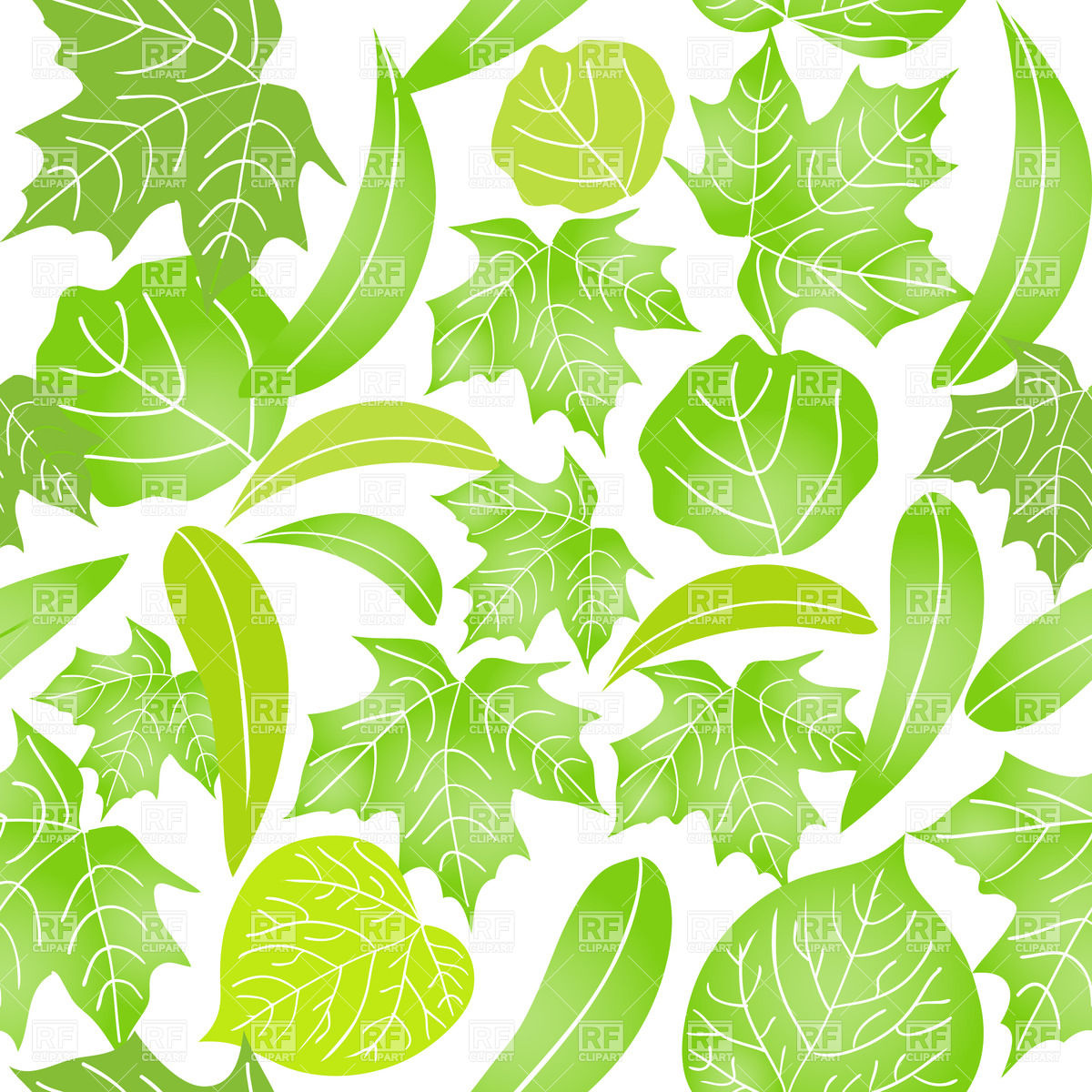 1200x1200 Seamless Background With Green Leaves On White Royalty Free Vector