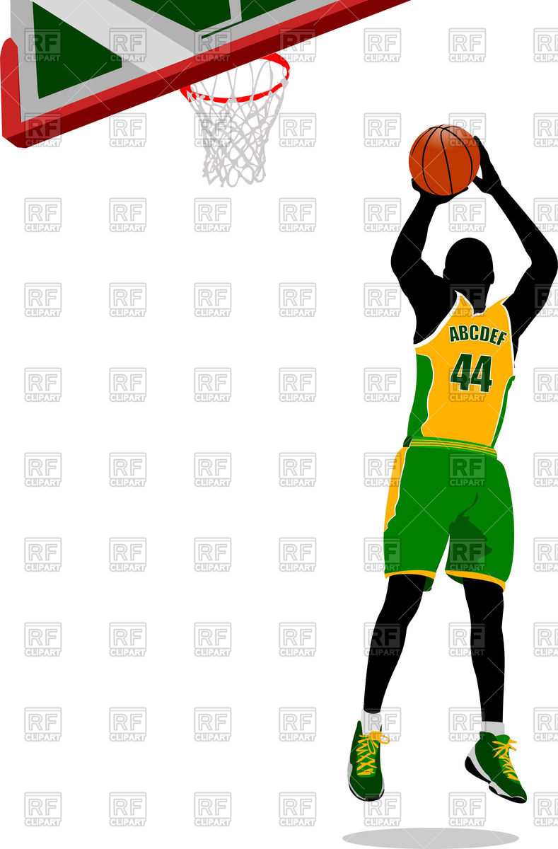 789x1200 Basketball Player Jumping To A Basket Royalty Free Vector Clip Art