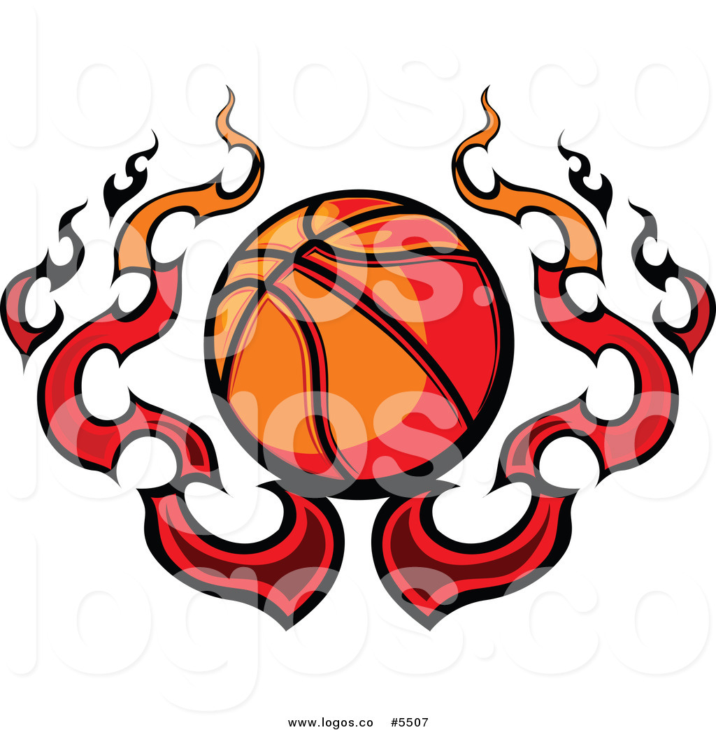 1024x1044 Royalty Free Vector Of A Logo Of A Basketball And Red Flames By