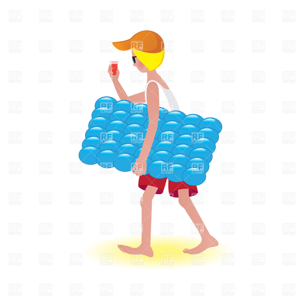 1200x1200 Boy With On The Beach Air Mattress Royalty Free Vector Clip Art