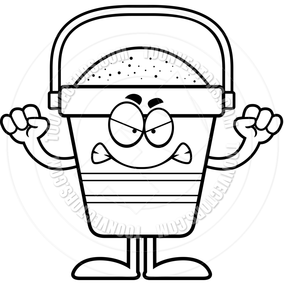 940x940 Cartoon Beach Bucket Angry (Black And White Line Art) By Cory