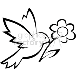 300x300 Royalty Free Bird Carrying A Flower 371900 Vector Clip Art Image