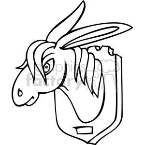300x300 Royalty Free Black And White Clip Art Of A Donkey Head On The Wall