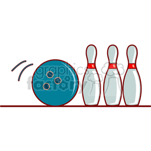 300x300 Royalty Free Cartoon Bowling Ball Knocking Down Pins 168646 Vector