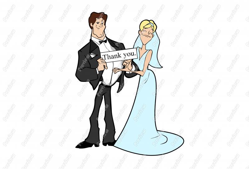 800x543 Bride And Groom Thank You Character Clip Art