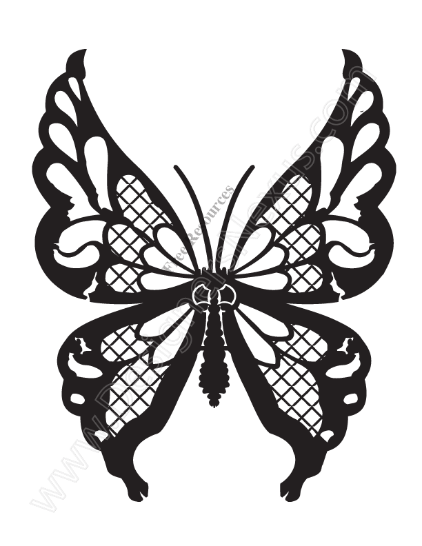 612x792 V13 Free Butterfly Vector Clip Art Stencil