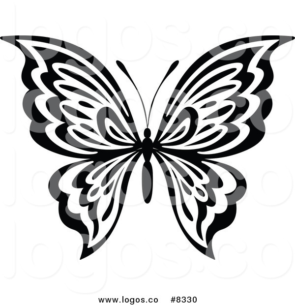 600x620 Royalty Free Clip Art Vector Black And White Butterfly Logo By